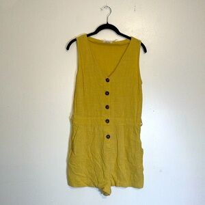 Have | Button Down V-Neck Yellow Sleeveless Romper